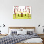 Chippendale mahogany eetstoelen canvas afdruk (Insitu (Slaapkamer))