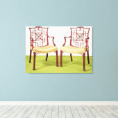 Chippendale mahogany eetstoelen canvas afdruk (Insitu (Houten vloer))