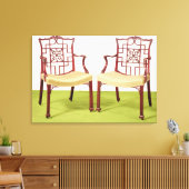 Chippendale mahogany eetstoelen canvas afdruk (Insitu (Woonkamer))