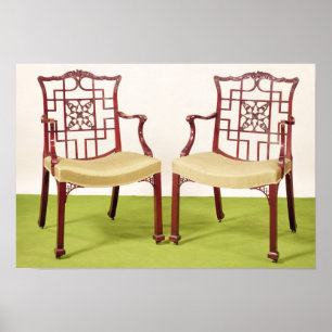 Chippendale mahogany eetstoelen poster