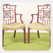 Chippendale mahogany eetstoelen vierkante sticker (Voorkant)