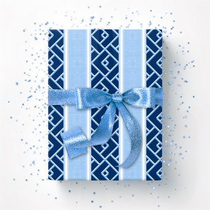 Chippendale Streep in Blauwe Indigo Cadeaupapier