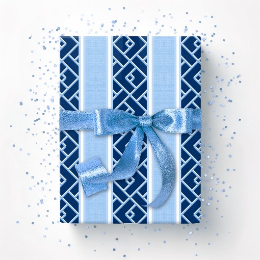 Chippendale Streep in Blauwe Indigo Cadeaupapier