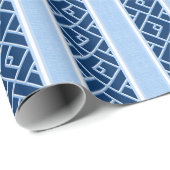 Chippendale Streep in Blauwe Indigo Cadeaupapier (Rol Hoek)
