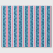 Chippendale-streep in roze en diep aqua cadeaupapier (Vlak)