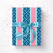 Chippendale Stripe in Pink and Deep Aqua Cadeaupapier