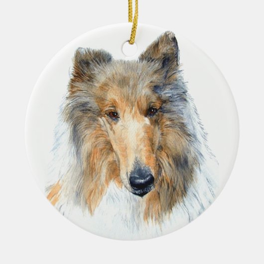 Chipper de Collie Keramisch Ornament (Voorkant)