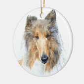Chipper de Collie Keramisch Ornament (Links)