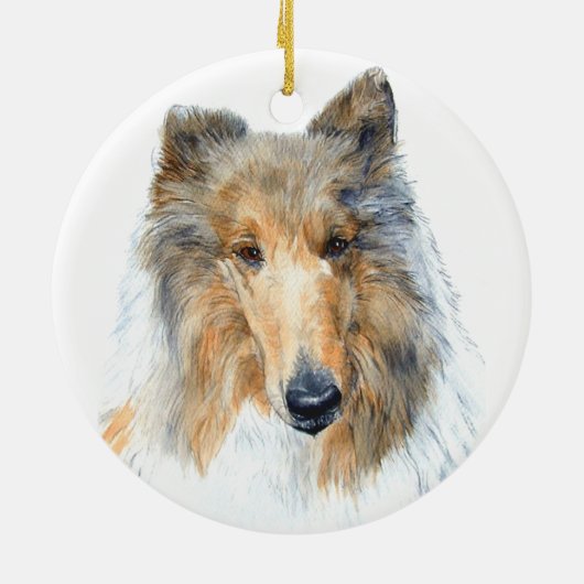 Chipper de Collie Keramisch Ornament (Achterkant)