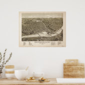 Chippewa Herfsten WI 1886 Antiek Panoramisch Kaart Poster (Keuken)