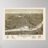 Chippewa Herfsten, WI Panoramic Map - 1886 Poster (Voorkant)