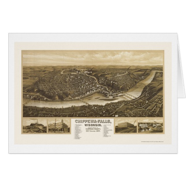 Chippewa Herfsten, WI Panoramic Map - 1907 (Voorkant Horizontaal)