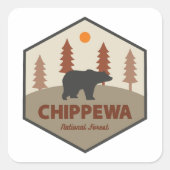 Chippewa National Forest Minnesota Bear Vierkante Sticker (Voorkant)
