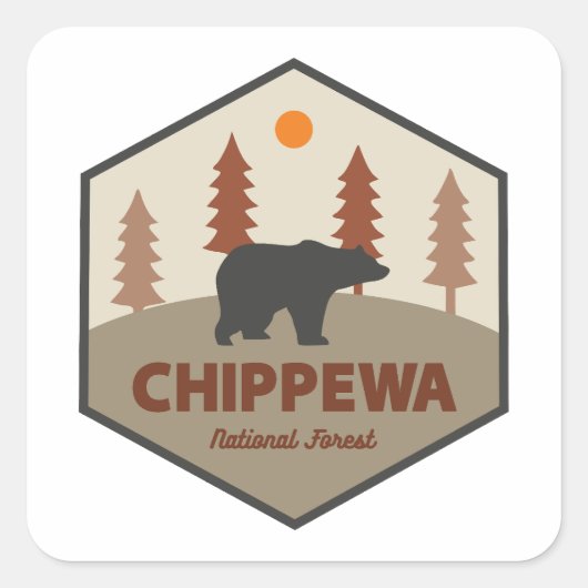 Chippewa National Forest Minnesota Bear Vierkante Sticker (Voorkant)