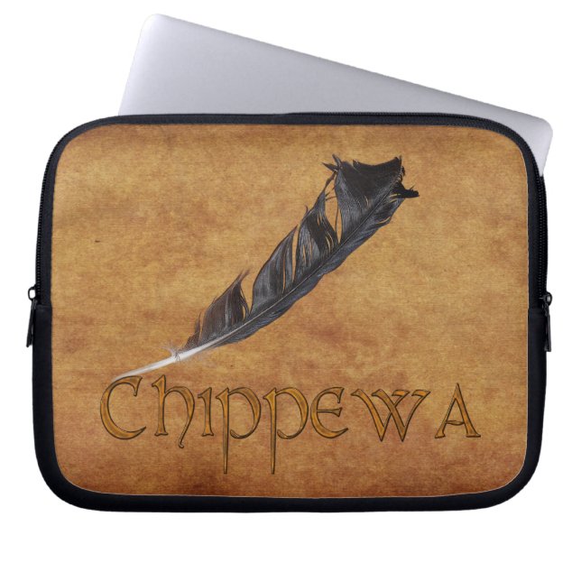 CHIPPEWA Native American Feather Laptop Slapje Laptop Sleeve (Voorkant)