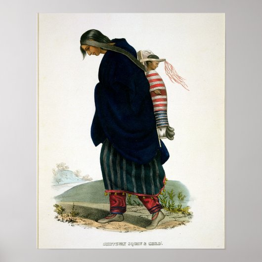 Chippeway Squaw and Child, pub. van F.O.W. Greenou Poster (Voorkant)