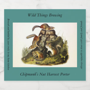 Chipping Eekhoorn ( Eastern Chipmunk ) van Audubon Bier Etiket