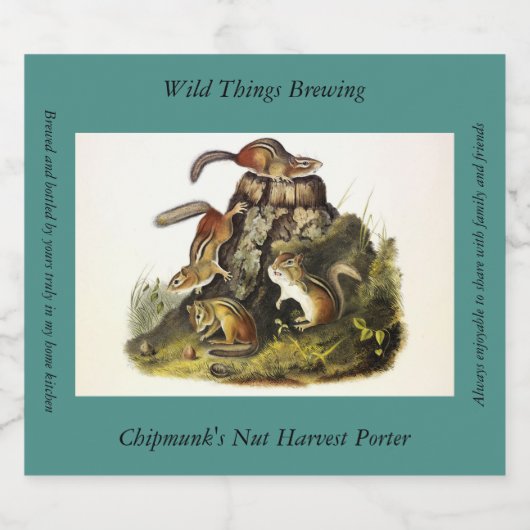 Chipping Eekhoorn ( Eastern Chipmunk ) van Audubon Bier Etiket (Enkel label)