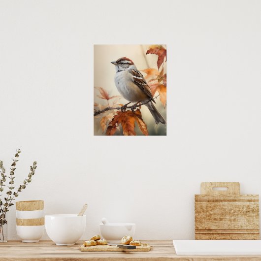 Chipping Sparrow Bird Art Print Poster (Keuken)