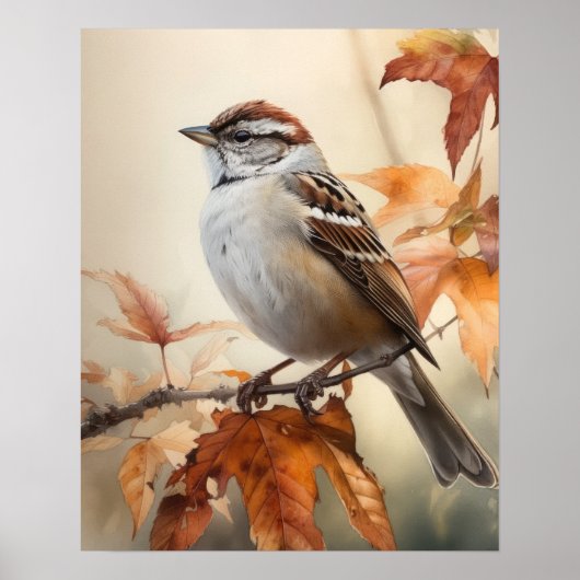 Chipping Sparrow Bird Art Print Poster (Voorkant)