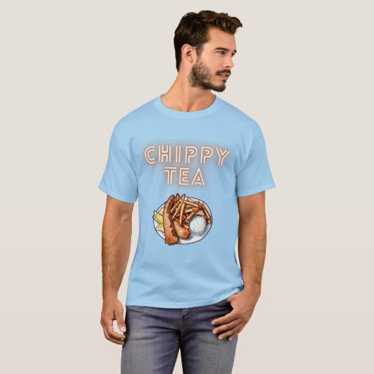 Chippy Tea of Fish and Chips Design T Shirt (Voorkant volledig)