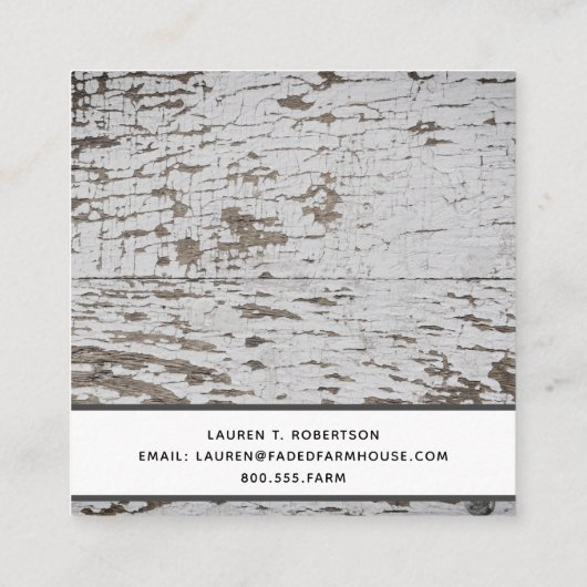 Chippy Wood Distressed Farmhouse Style Square Vierkante Visitekaartje (Achterkant)