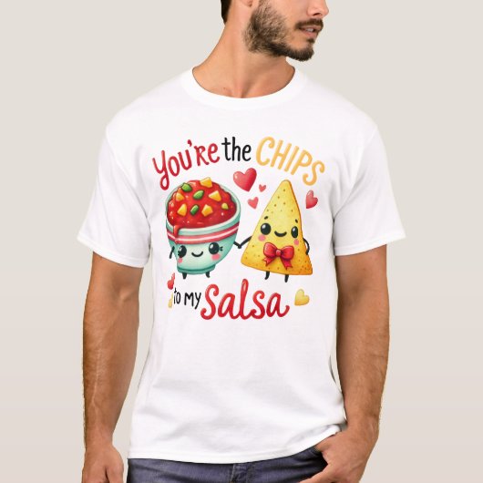 Chips and Salsa Cute Snack Illustration T-shirt (Voorkant)