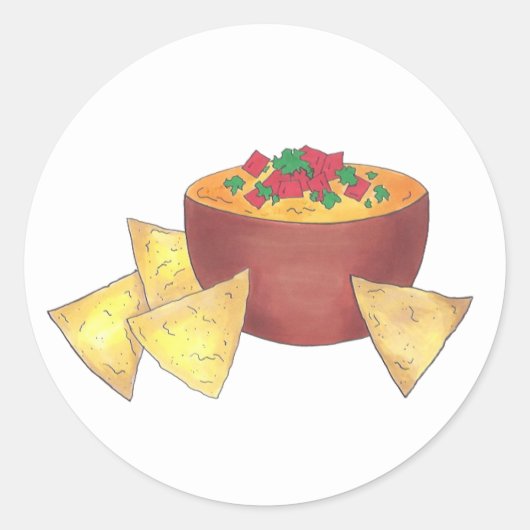 Chips Chili Con Queso Blanco Nachos Kaasdip Ronde Sticker (Voorkant)