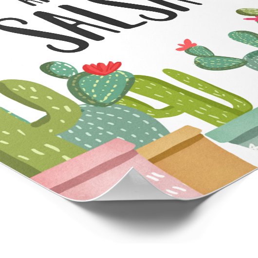 Chips en Salsa Fiesta Eet Cactus Tafelbord Poster (Hoek)