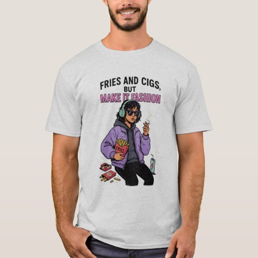 Chips en sigaren, maar de stijl is nog steeds vuur t-shirt (Voorkant)