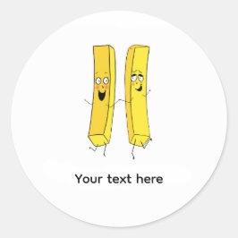 Chips, frietjes thema ronde sticker