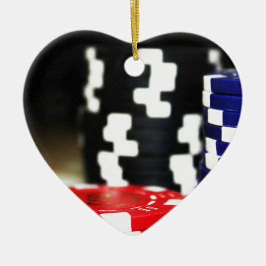 Chips Gambling Casino Win Game Luck Risk Bet Keramisch Ornament (Voorkant)