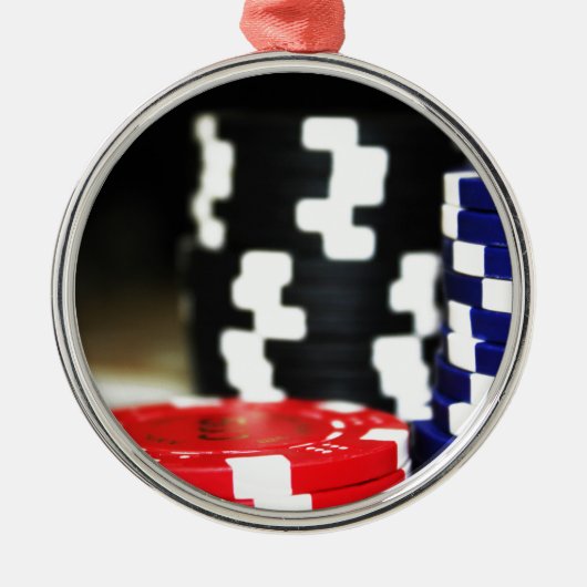Chips Gambling Casino Win Game Luck Risk Bet Metalen Ornament (Voorkant)