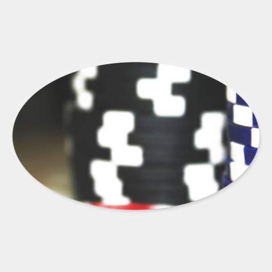 Chips Gambling Casino Win Game Luck Risk Bet Ovale Sticker (Voorkant)