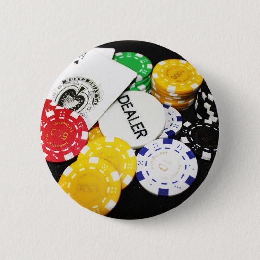 Chips Gambling Casino Win Game Luck Risk Bet Ronde Button 5,7 Cm (Voorkant)