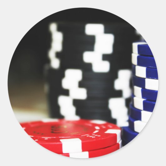 Chips Gambling Casino Win Game Luck Risk Bet Ronde Sticker (Voorkant)