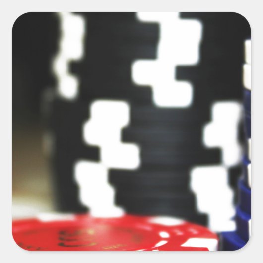 Chips Gambling Casino Win Game Luck Risk Bet Vierkante Sticker (Voorkant)