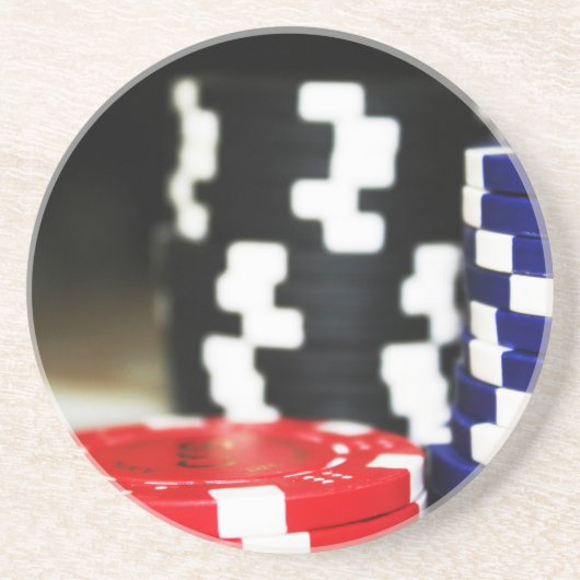 Chips Gambling Casino Win Game Luck Risk Bet Zandsteen Onderzetter (Voorkant)