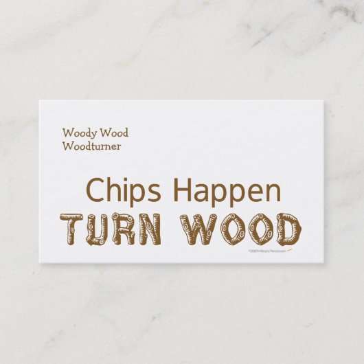 Chips Happen draai Wood Visitekaartje (Voorkant)