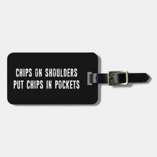 Chips op schouders steken chips in zakken bagagelabel (Voorkant horizontaal)