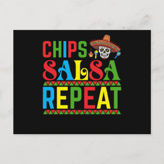 Chips Salsa Repeat - Funny Cinco De Mayo Mexico Briefkaart
