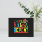 Chips Salsa Repeat - Funny Cinco De Mayo Mexico Briefkaart (Staand voorkant)