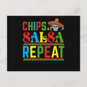 Chips Salsa Repeat - Funny Cinco De Mayo Mexico Briefkaart (Voorkant)