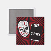 Chips zijn Down - Rood en Zwart Carn Skull Magnet (Voorkant / Achterkant)
