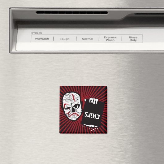 Chips zijn Down - Rood en Zwart Carn Skull Magnet (Insitu (Vaatwasser))