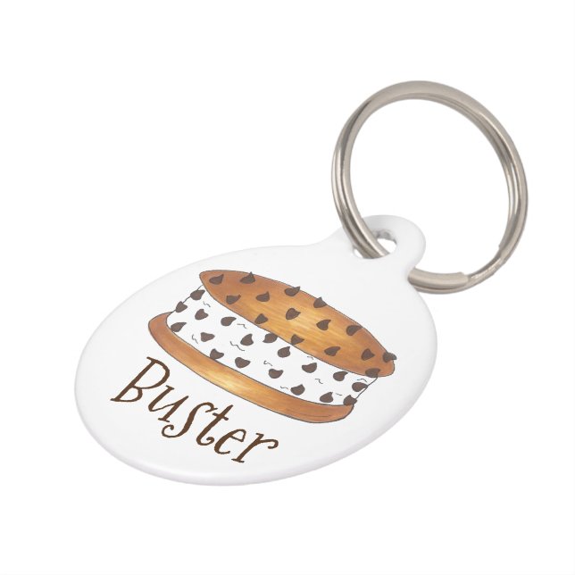 Chipwich Ice Cream Sandwich Personalized Dog Label Huisdierpenning (Zijkant)