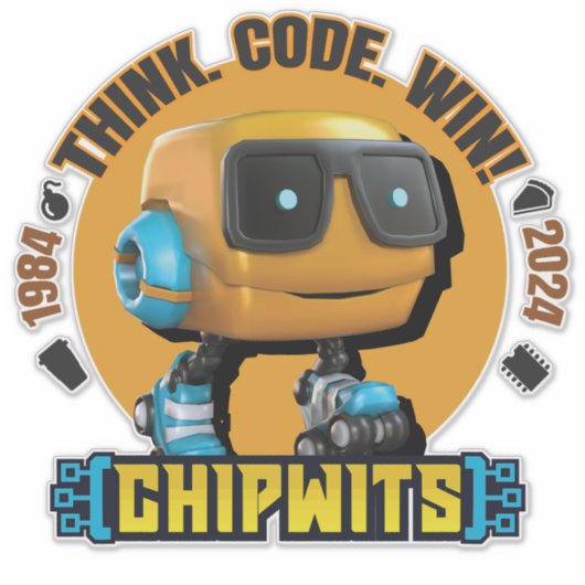 ChipWits: "Denk na. Code. Win!" Sticker (Voorkant)