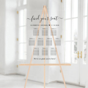 Chique 10 tafel bruiloft zitplaatsen acryl bord