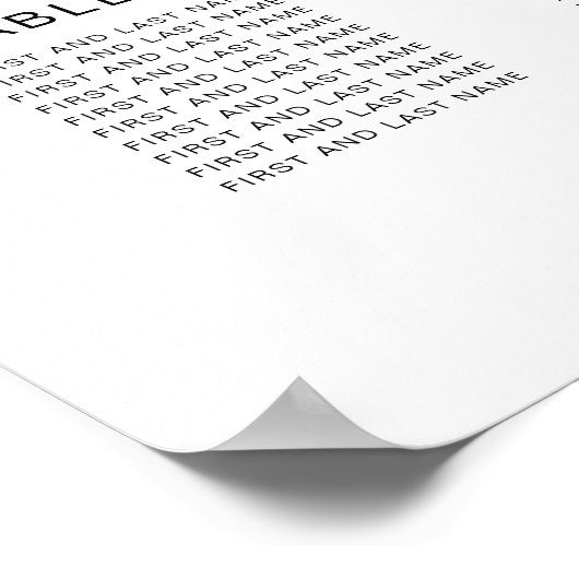 Chique 10 Tafel Bruiloft Zittingkaart Poster (Hoek)