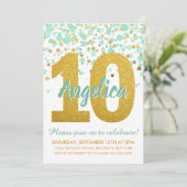 Chique 10e Verjaardagsmunt Gouden Glitter Confetti Kaart (Staand voorkant)